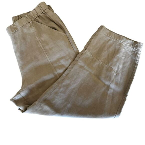 Eileen Fisher Pants Pull On Tencel Blend  Beige Ankle Pocket Sz M # 2405 - Picture 11 of 14